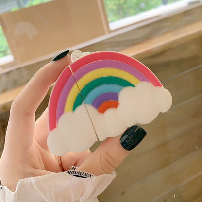 หูฟังไร้สายกันกระแทกเคสซิลิโคนสายรุ้งหลากสีสำหรับ Apple AirPods 1/2