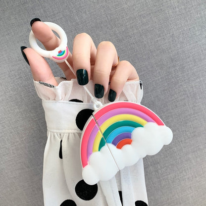 หูฟังไร้สายกันกระแทกเคสซิลิโคนสายรุ้งหลากสีสำหรับ Apple AirPods 1/2