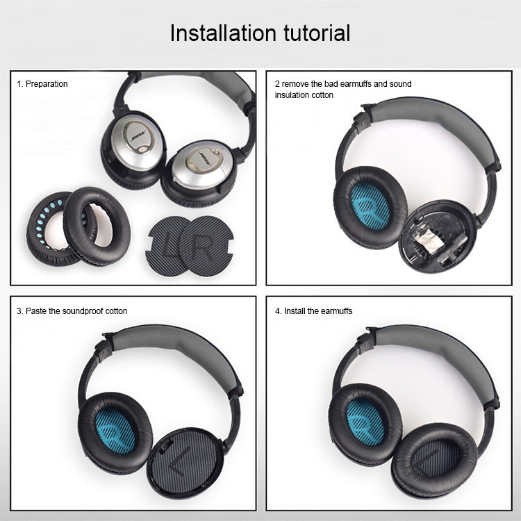 แจ็คเก็ตหูฟัง Earmuff นุ่ม 1 คู่พร้อมผ้าฝ้ายกันเสียงสำหรับ BOSE QC2 / QC15 / AE2 / QC25