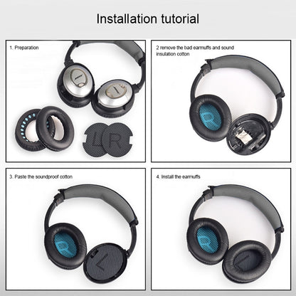 แจ็คเก็ตหูฟัง Earmuff นุ่ม 1 คู่พร้อมผ้าฝ้ายกันเสียงสำหรับ BOSE QC2 / QC15 / AE2 / QC25