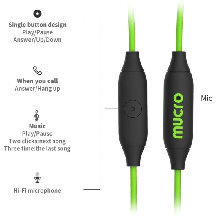Mucro MB-232 หูฟังสเตอริโอแบบมีสายสำหรับใส่ในหูสำหรับวิ่งออกกำลังกาย, 3.5mm