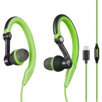 Mucro Type-C Plug In-Ear Sport Earhook หูฟังสเตอริโอแบบมีสายสำหรับวิ่งออกกำลังกาย, Type-C