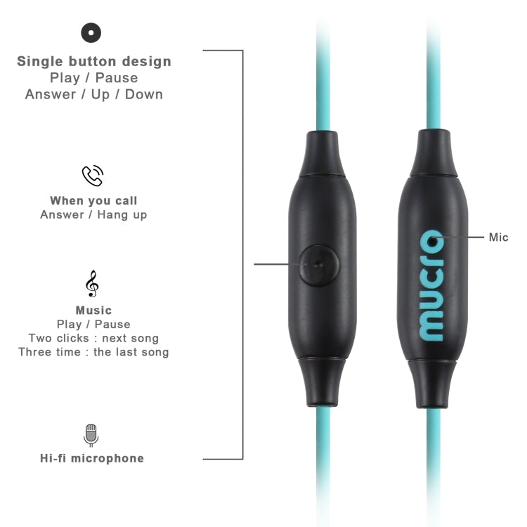 Mucro Type-C Plug In-Ear Sport Earhook หูฟังสเตอริโอแบบมีสายสำหรับวิ่งออกกำลังกาย, Type-C