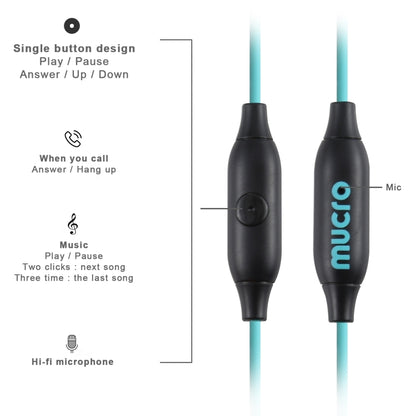 Mucro Type-C Plug In-Ear Sport Earhook หูฟังสเตอริโอแบบมีสายสำหรับวิ่งออกกำลังกาย, Type-C