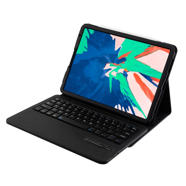 IP011 บลูทูธแบบถอดได้ 3.0 คีย์บอร์ด ABS + เคสแท็บเล็ตหนังเนื้อลิ้นจี่สำหรับ iPad Pro 11 นิ้ว (2018) พร้อมฟังก์ชั่น Sleep, IP011