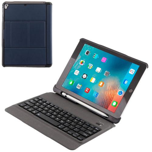 T-201 บลูทูธแบบถอดได้ 3.0 คีย์บอร์ดบางเฉียบ + เคสแท็บเล็ตหนังเนื้อ Lambskin สำหรับ iPad Air / Air 2 / iPad Pro 9.7 นิ้ว รองรับการปรับหลายมุม, T-201