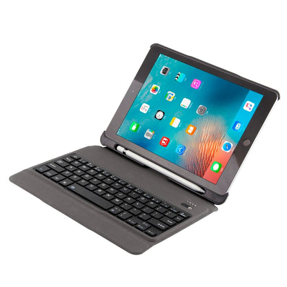 T-201 บลูทูธแบบถอดได้ 3.0 คีย์บอร์ดบางเฉียบ + เคสแท็บเล็ตหนังเนื้อ Lambskin สำหรับ iPad Air / Air 2 / iPad Pro 9.7 นิ้ว รองรับการปรับหลายมุม, T-201