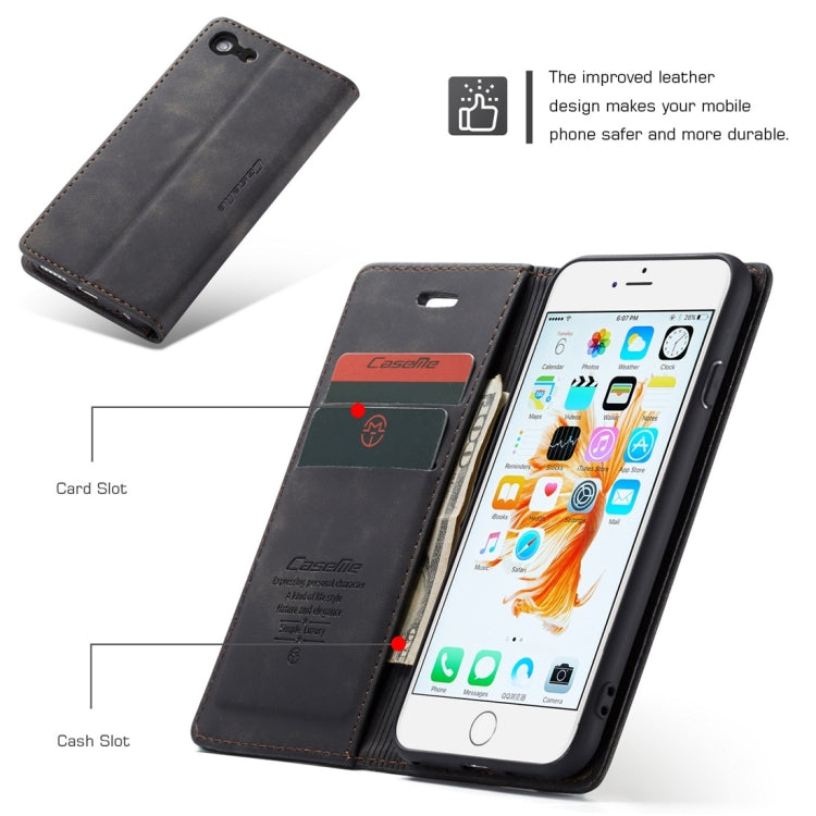 CaseMe-013 ซองหนังพลิกแนวนอน Retro Frosted แบบมัลติฟังก์ชั่นสำหรับ iPhone 6 / 6s พร้อมช่องเสียบการ์ดและที่วางและกระเป๋าสตางค์, For iPhone 6 / 6s