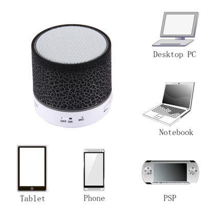A9 มินิแบบพกพา Glare Crack ลำโพงสเตอริโอ Bluetooth พร้อมไฟ LED, ไมโครโฟนในตัว, รองรับการโทรแบบแฮนด์ฟรีและการ์ด TF