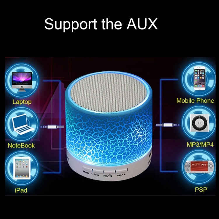 A9 มินิแบบพกพา Glare Crack ลำโพงสเตอริโอ Bluetooth พร้อมไฟ LED, ไมโครโฟนในตัว, รองรับการโทรแบบแฮนด์ฟรีและการ์ด TF