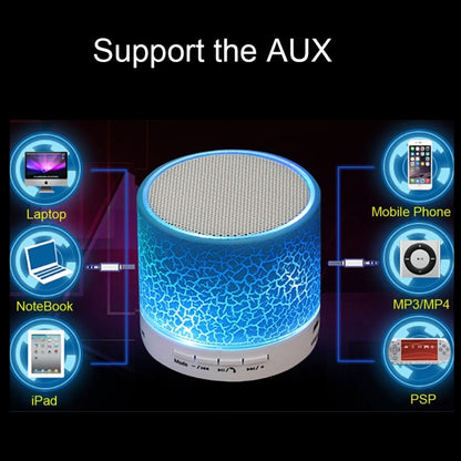 A9 มินิแบบพกพา Glare Crack ลำโพงสเตอริโอ Bluetooth พร้อมไฟ LED, ไมโครโฟนในตัว, รองรับการโทรแบบแฮนด์ฟรีและการ์ด TF