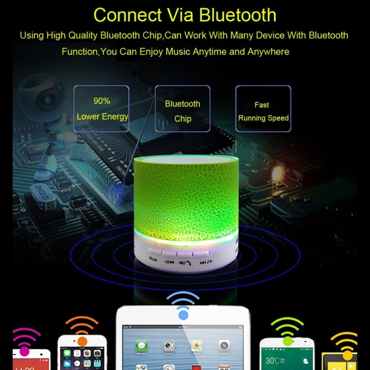 A9 มินิแบบพกพา Glare Crack ลำโพงสเตอริโอ Bluetooth พร้อมไฟ LED, ไมโครโฟนในตัว, รองรับการโทรแบบแฮนด์ฟรีและการ์ด TF