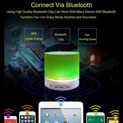 A9 มินิแบบพกพา Glare Crack ลำโพงสเตอริโอ Bluetooth พร้อมไฟ LED, ไมโครโฟนในตัว, รองรับการโทรแบบแฮนด์ฟรีและการ์ด TF