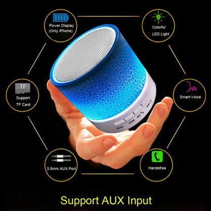 A9 มินิแบบพกพา Glare Crack ลำโพงสเตอริโอ Bluetooth พร้อมไฟ LED, ไมโครโฟนในตัว, รองรับการโทรแบบแฮนด์ฟรีและการ์ด TF
