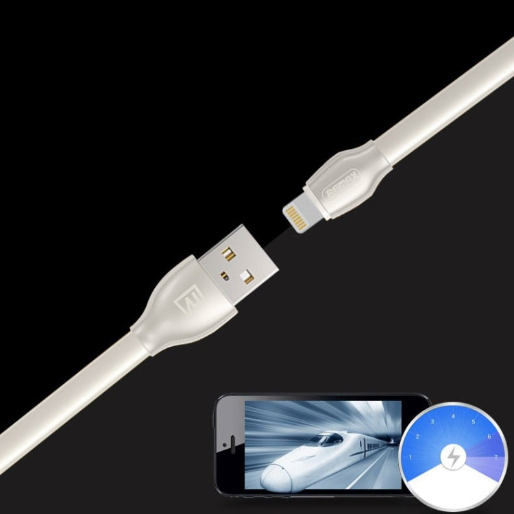 REMAX RC-035i Laser Series 1m 2.1A 8 Pin to USB Data Sync Charger Cable พร้อมไฟ LED, White