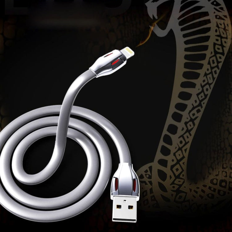 REMAX RC-035i Laser Series 1m 2.1A 8 Pin to USB Data Sync Charger Cable พร้อมไฟ LED, White