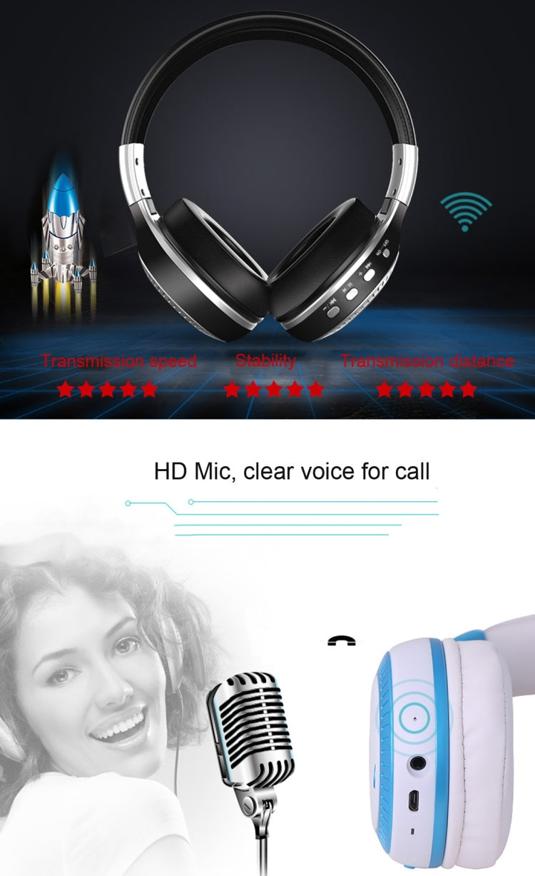Zealot B19 ชุดหูฟังเพลงสเตอริโอ Bluetooth แบบคาดศีรษะพับได้พร้อมจอแสดงผลสำหรับ iPhone, Galaxy, Huawei, Xiaomi, LG, HTC และสมาร์ทโฟนอื่น ๆ