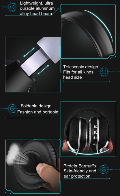 Zealot B19 ชุดหูฟังเพลงสเตอริโอ Bluetooth แบบคาดศีรษะพับได้พร้อมจอแสดงผลสำหรับ iPhone, Galaxy, Huawei, Xiaomi, LG, HTC และสมาร์ทโฟนอื่น ๆ