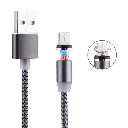 การหมุน 360 องศา 8 พินเข้ากับ USB 2.0 สายชาร์จแม่เหล็กแบบสานพร้อมไฟ LED ความยาวสายเคเบิล: 1 ม.