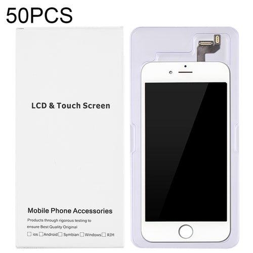 50 ชิ้นกระดาษแข็งบรรจุภัณฑ์กล่องสีขาวสำหรับ iPhone 6s Plus และ 6 Plus หน้าจอ LCD และชุดประกอบ Digitizer เต็ม, Packaging Box for 6s Plus & 6 Plus