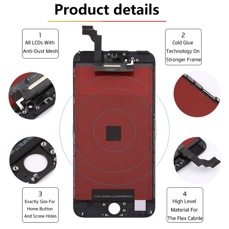 หน้าจอ LCD ดั้งเดิมและชุดประกอบ Digitizer สำหรับ iPhone 6 Plus, i6 Plus White, i6 Plus Black