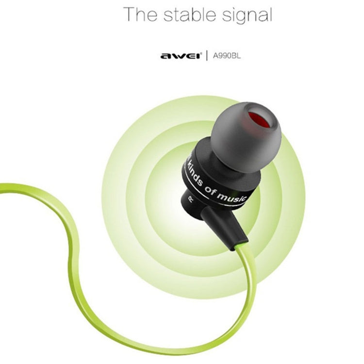 AWEI A990BL หูฟังสเตอริโอ Bluetooth ไร้สายพร้อมระบบควบคุมสายไฟ + ไมโครโฟนรองรับการโทรแบบแฮนด์ฟรี
