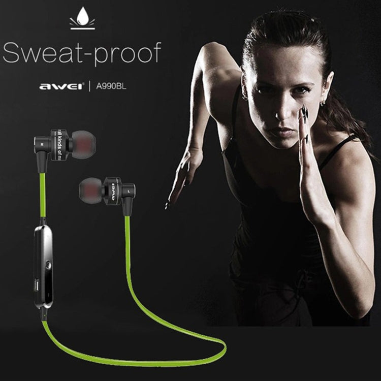 AWEI A990BL หูฟังสเตอริโอ Bluetooth ไร้สายพร้อมระบบควบคุมสายไฟ + ไมโครโฟนรองรับการโทรแบบแฮนด์ฟรี