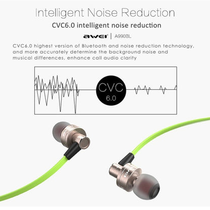 AWEI A990BL หูฟังสเตอริโอ Bluetooth ไร้สายพร้อมระบบควบคุมสายไฟ + ไมโครโฟนรองรับการโทรแบบแฮนด์ฟรี