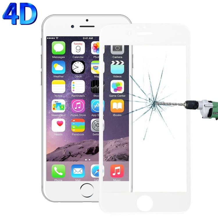 สำหรับ iPhone 6 Plus และ 6s Plus 0.26mm 9H ความแข็งพื้นผิว 4D Curverd Arc ป้องกันการระเบิด HD ผ้าไหมหน้าจอกระจกนิรภัยแบบเต็มหน้าจอ