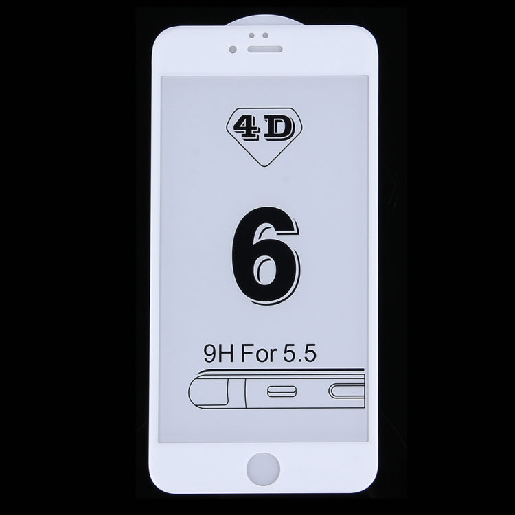 สำหรับ iPhone 6 Plus และ 6s Plus 0.26mm 9H ความแข็งพื้นผิว 4D Curverd Arc ป้องกันการระเบิด HD ผ้าไหมหน้าจอกระจกนิรภัยแบบเต็มหน้าจอ