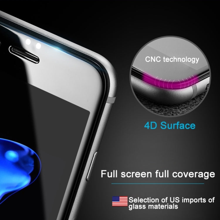 สำหรับ iPhone 6 Plus และ 6s Plus 0.26mm 9H ความแข็งพื้นผิว 4D Curverd Arc ป้องกันการระเบิด HD ผ้าไหมหน้าจอกระจกนิรภัยแบบเต็มหน้าจอ