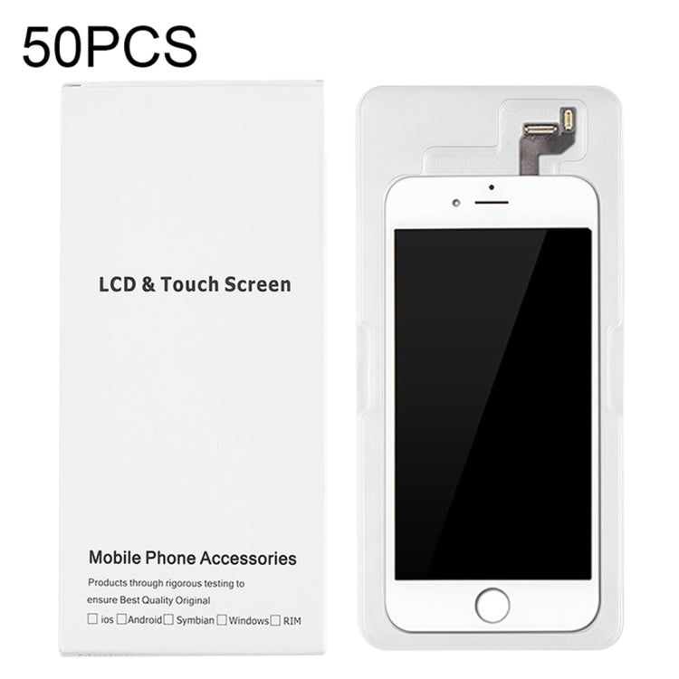 50 ชิ้นกระดาษแข็งบรรจุภัณฑ์กล่องสีขาวสำหรับ iPhone 6s และ 6 หน้าจอ LCD และชุดประกอบ Digitizer เต็ม, 6s & 6 Packing Box