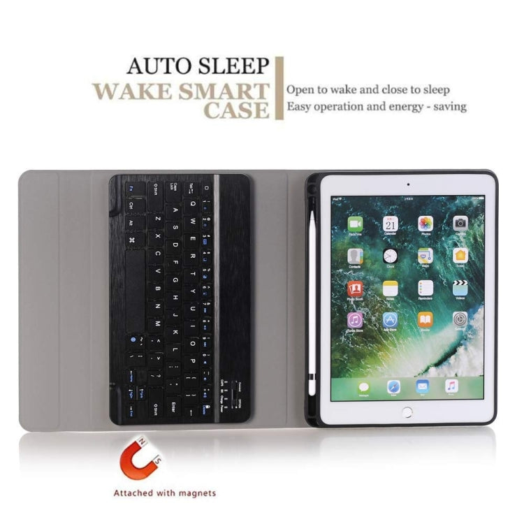 คีย์บอร์ด Bluetooth แบบถอดได้ + เคสแท็บเล็ตหนังพลิกแนวนอนพร้อมตัวยึดและที่ใส่ดินสอสำหรับ iPad Pro 9.7 นิ้ว, iPad Air, iPad Air 2, iPad 9.7 นิ้ว (2017), iPad 9.7 นิ้ว (2018), A07B Black, A07B Gold, A07B Blue, A07B Rose Gold