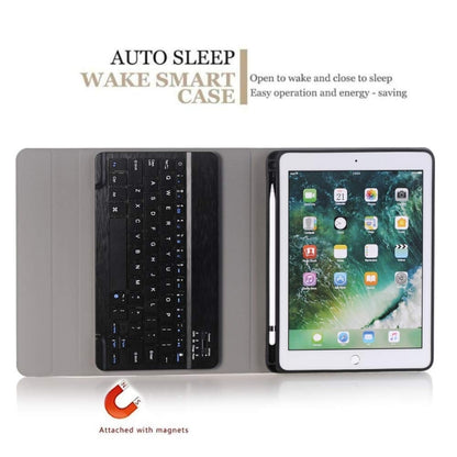 คีย์บอร์ด Bluetooth แบบถอดได้ + เคสแท็บเล็ตหนังพลิกแนวนอนพร้อมตัวยึดและที่ใส่ดินสอสำหรับ iPad Pro 9.7 นิ้ว, iPad Air, iPad Air 2, iPad 9.7 นิ้ว (2017), iPad 9.7 นิ้ว (2018), A07B Black, A07B Gold, A07B Blue, A07B Rose Gold