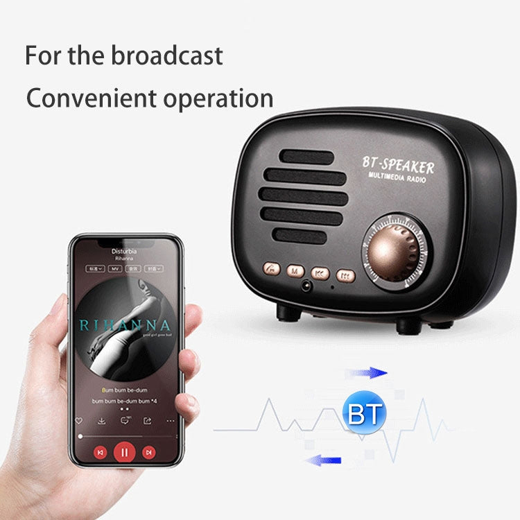 Q108 ลำโพง Bluetooth ไร้สายขนาดเล็กย้อนยุค รองรับแฮนด์ฟรี / การ์ด TF / ดิสก์ U / FM