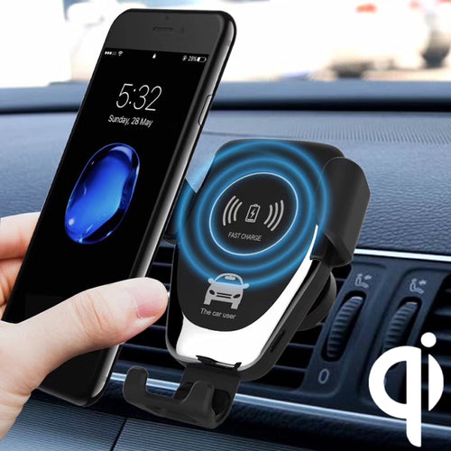 C6 แรงโน้มถ่วง Induction รถ Qi เครื่องชาร์จไร้สาย Fast CHARGING ที่วางโทรศัพท์ Vent Air