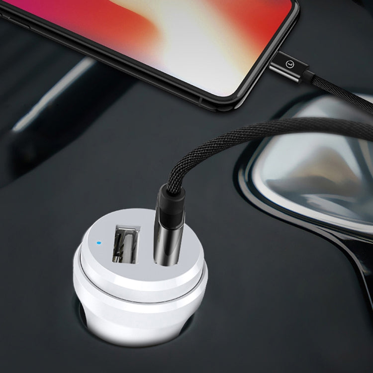 ipipoo XP-1 Dual USB Car Fast Charger เครื่องชาร์จพร้อมสาย Android, XP-1 (White)