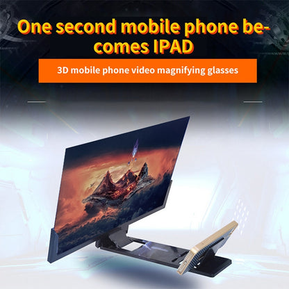F3 14 นิ้วป้องกันรังสี Universal โทรศัพท์มือถือหน้าจอเครื่องขยายเสียง 3D HD เครื่องขยายเสียงวิดีโอพร้อมขาตั้ง, 14 inch Black, 14 inch White
