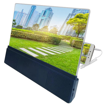 F5 12 นิ้ว Universal Mobile Phone Screen Amplifier เครื่องขยายเสียงวิดีโอ HD พร้อมขาตั้งและลำโพง รุ่นชาร์จ, 12 inch Charging Version