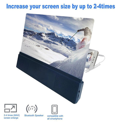 F5 12 นิ้ว Universal Mobile Phone Screen Amplifier เครื่องขยายเสียงวิดีโอ HD พร้อมขาตั้งและลำโพง รุ่นชาร์จ, 12 inch Charging Version