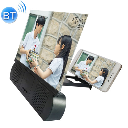 F9 10 นิ้ว Universal Chargeable โทรศัพท์มือถือหน้าจอเครื่องขยายเสียงเครื่องขยายเสียงวิดีโอ HD พร้อมขาตั้งซิลิโคนดูดและลำโพงบลูทูธ, 10 inch Black, 10 inch White