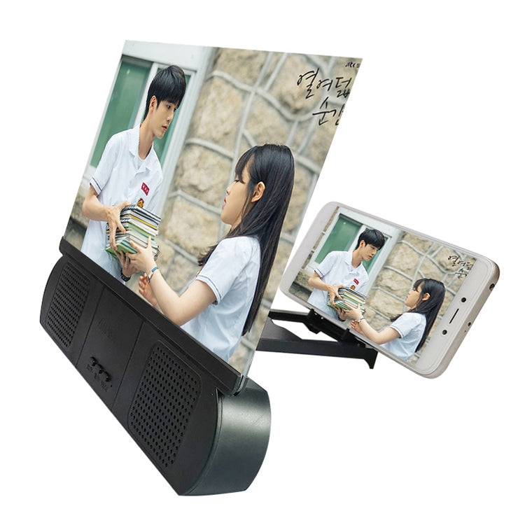 F9 10 นิ้ว Universal Chargeable โทรศัพท์มือถือหน้าจอเครื่องขยายเสียงเครื่องขยายเสียงวิดีโอ HD พร้อมขาตั้งซิลิโคนดูดและลำโพงบลูทูธ, 10 inch Black, 10 inch White
