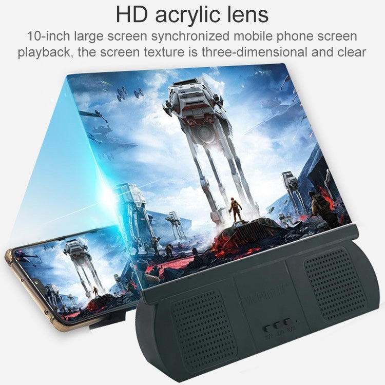 F9 10 นิ้ว Universal Chargeable โทรศัพท์มือถือหน้าจอเครื่องขยายเสียงเครื่องขยายเสียงวิดีโอ HD พร้อมขาตั้งซิลิโคนดูดและลำโพงบลูทูธ, 10 inch Black, 10 inch White