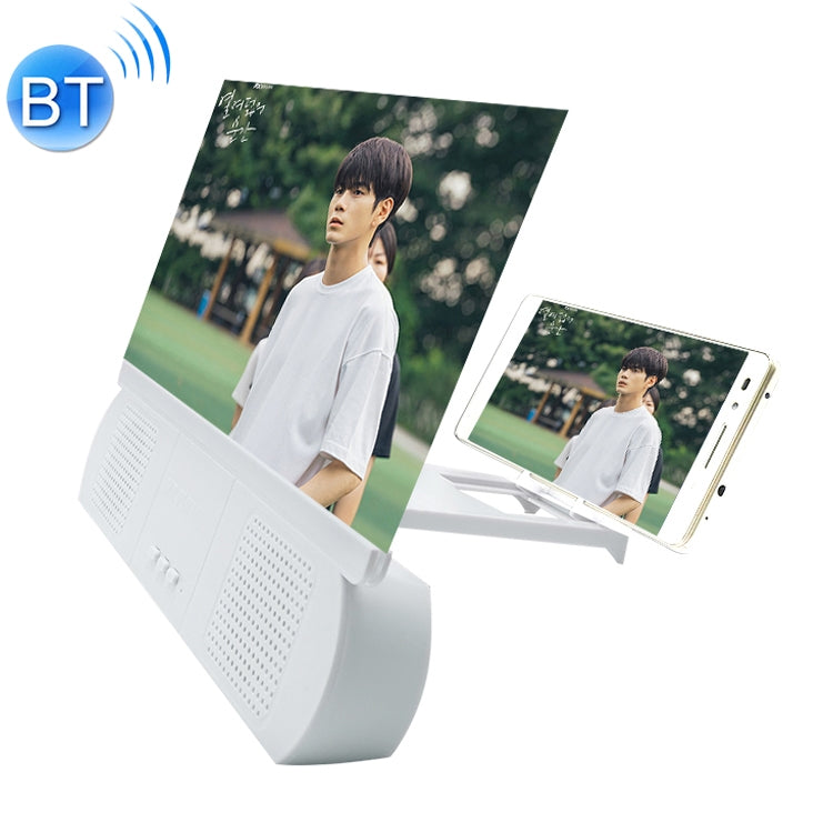 F9 10 นิ้ว Universal Chargeable โทรศัพท์มือถือหน้าจอเครื่องขยายเสียงเครื่องขยายเสียงวิดีโอ HD พร้อมขาตั้งซิลิโคนดูดและลำโพงบลูทูธ, 10 inch Black, 10 inch White