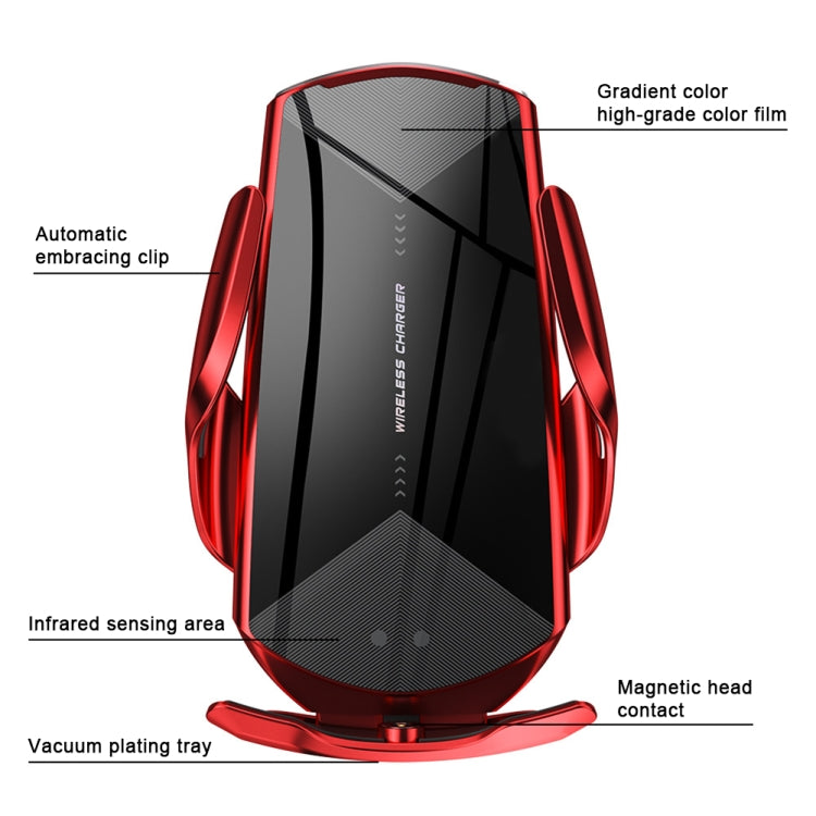Q2 15W การหมุนสากลอินฟราเรดเหนี่ยวนำแม่เหล็กรถชาร์จไร้สายที่วางโทรศัพท์มือถือที่มีไมโคร USB 8 พิน + Type-C / USB-C ขั้วต่อแม่เหล็ก, Q2 Black, Q2 Red, Q2 Silver