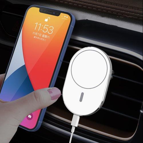 X19 Magsafe Car Air Outlet Vent Mount Clamp Holder 15W ชาร์จเร็ว Qi Magnetic Wireless Charger, X19