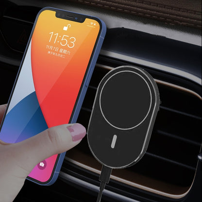 X19 Magsafe Car Air Outlet Vent Mount Clamp Holder 15W ชาร์จเร็ว Qi Magnetic Wireless Charger, X19