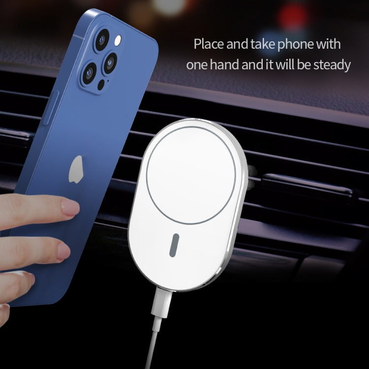 X19 Magsafe Car Air Outlet Vent Mount Clamp Holder 15W ชาร์จเร็ว Qi Magnetic Wireless Charger, X19