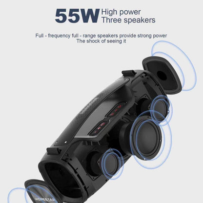 HOPESTAR A6X TWS ลำโพงบลูทู ธ กลางแจ้งแบบพกพาพร้อมไฟเพลงสีสันสดใสรองรับ Power Bank และการโทรแบบแฮนด์ฟรีและดิสก์ U และการ์ด TF และ 3.5 มม. AUX, A6X Black, A6X Green