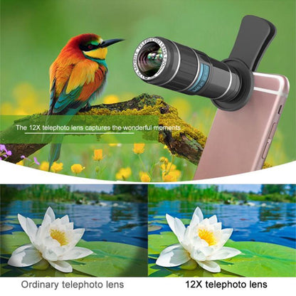 HAUTIK HK-002 5 in 1 เลนส์ Fisheye 180 องศา + เลนส์มาโครและมุมกว้าง 0.65X + เลนส์เทเลโฟโต้ 12X + ชุดเลนส์ Star Line, HK-002